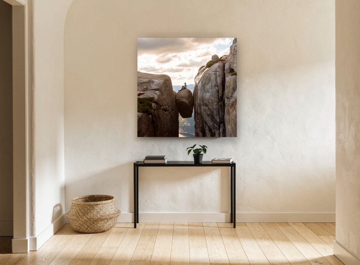 Boulder in the Gap landscape canvas print on the wall of a hallway