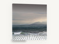 Tiled Shore Storm, tiled terrace stormy seascape photograph, coastal canvas wall art print ready to hang