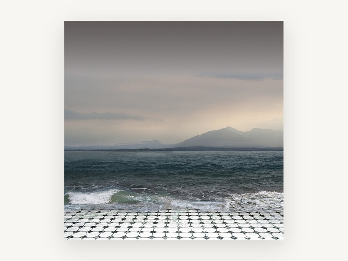 Tiled Shore Storm, coastal canvas wall art print, front view