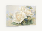 Powder Blue Rose Haze, white roses soft blue floral painting, floral canvas wall art print ready to hang