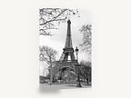 Eiffel Bare Branch Lamplight, eiffel tower black and white photograph, city canvas wall art print ready to hang