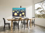 Lantern Moon Boatman coastal canvas print on the wall of a dining room