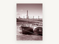 Barges Beneath Paris, coastal canvas wall art print, front view