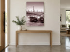 Barges Beneath Paris coastal canvas print on the wall of a entry hall