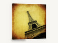 Aged Iron Ascent, eiffel tower vintage style photograph, city canvas wall art print ready to hang