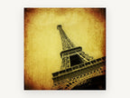 Aged Iron Ascent, eiffel tower vintage style photograph, city canvas wall art print, front view