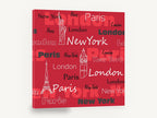 Three Cities in Red, paris london new york typography, city canvas wall art print ready to hang
