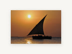 Dhow at Amber Dusk, coastal canvas wall art print, front view