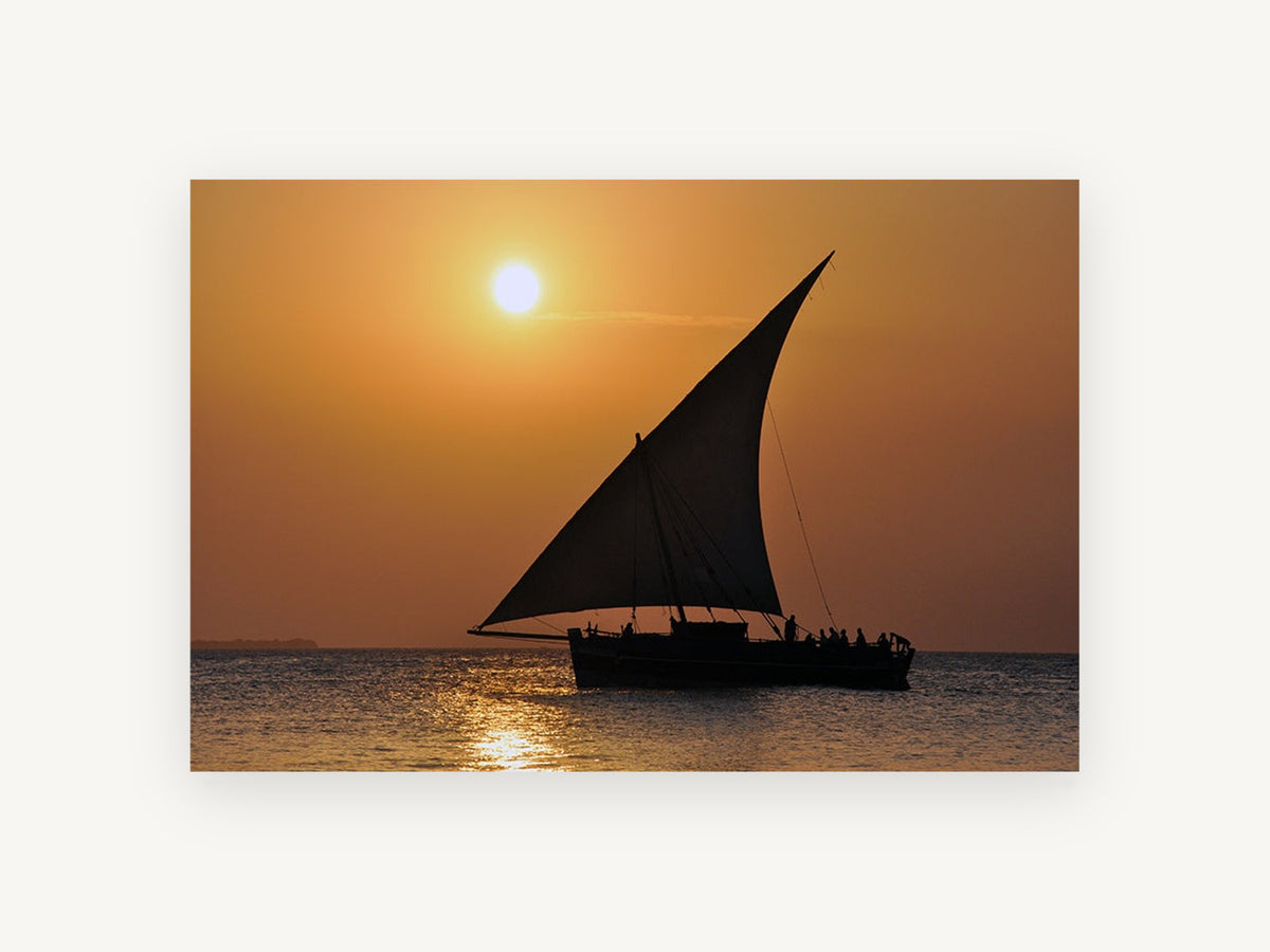 Dhow at Amber Dusk, coastal canvas wall art print, front view