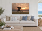 Sunset Companions coastal canvas print on the wall of a beach house living room