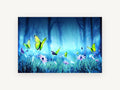 Butterflies in Blue Glade, floral canvas wall art print, front view