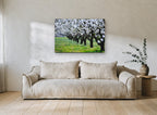Almond Orchard in Bloom floral canvas print on the wall of a living room