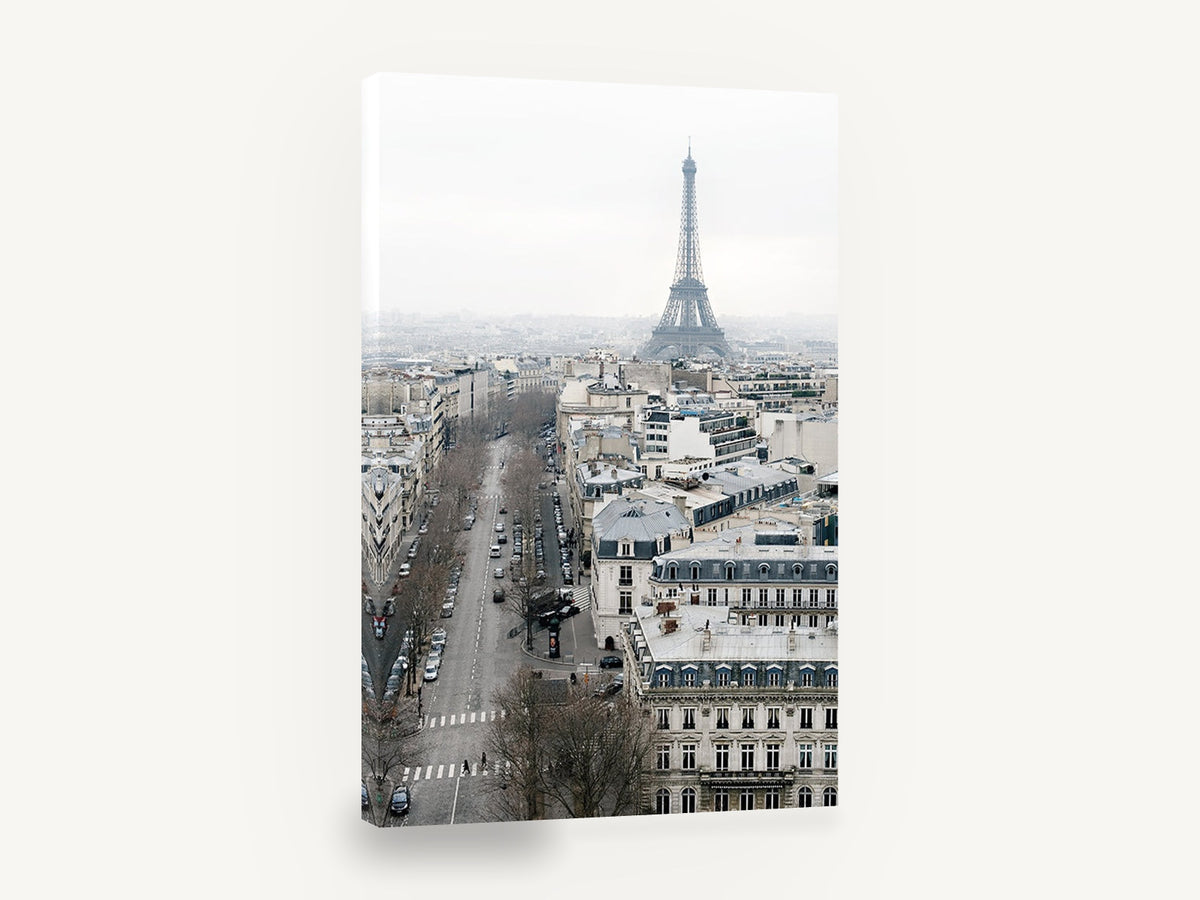 Paris Rooftops Haze, paris eiffel tower rooftop view photograph, city canvas wall art print ready to hang
