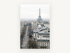 Paris Rooftops Haze, paris eiffel tower rooftop view photograph, city canvas wall art print, front view