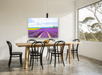 Lavender Rows Meeting Yellow landscape canvas print on the wall of a dining room