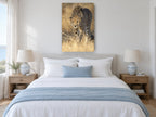 Stalking Cheetah Gaze animal canvas print on the wall of a bedroom