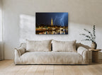 Storm Over the Seine city canvas print on the wall of a living room