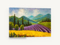Lavender Hills Afternoon, lavender field hills landscape painting, floral canvas wall art print ready to hang