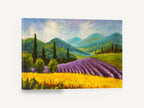 Lavender Hills Afternoon, lavender field hills landscape painting, floral canvas wall art print ready to hang