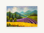 Lavender Hills Afternoon, floral canvas wall art print, front view