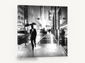 Rainy Night Walk, new york rainy street black and white photograph, city canvas wall art print ready to hang