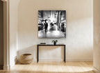 Rainy Night Walk city canvas print on the wall of a hallway