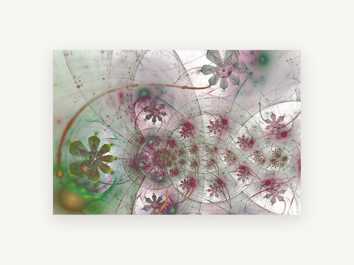 Fractal Flower Orbit, floral canvas wall art print, front view