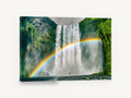 Rainbow Beneath the Falls, waterfall rainbow landscape photograph, landscape canvas wall art print ready to hang