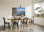 Terrace Over Blue Lake coastal canvas print on the wall of a dining room