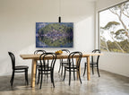Still Lake Pines floral canvas print on the wall of a dining room