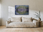 Still Lake Pines floral canvas print on the wall of a living room