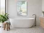 Orchid Window Beach View coastal canvas print on the wall of a bathroom