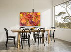 Autumn Maple Carpet floral canvas print on the wall of a dining room