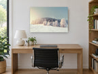 Frosted Hill Dawn landscape canvas print on the wall of a study