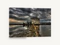 Stormlight Over Flooded Field, stone house flooded field storm photograph, landscape canvas wall art print ready to hang