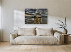 Stormlight Over Flooded Field landscape canvas print on the wall of a living room
