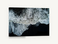 Foam on Black Sand, aerial black sand beach wave photograph, coastal canvas wall art print ready to hang
