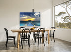 Lantern Jetty Dusk coastal canvas print on the wall of a dining room