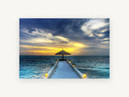 Lantern Jetty Dusk, coastal canvas wall art print, front view