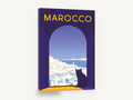 Cat Above Marocco, retro marocco cat travel poster, stretched canvas wall art print ready to hang