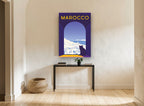 Cat Above Marocco vintage canvas print on the wall of a hallway