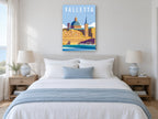 Valletta Harbour Dome vintage canvas print on the wall of a coastal bedroom
