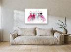 Five Gowns on Hangers floral canvas print on the wall of a living room