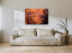 Ember Sky Silhouettes landscape canvas print on the wall of a living room