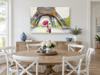 Umbrella Under the Tower floral canvas print on the wall of a Hamptons dining room