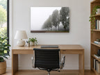 Poplar Row in Fog landscape canvas print on the wall of a study