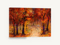 Ember Forest Path, autumn forest path expressive painting, floral canvas wall art print ready to hang