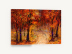 Ember Forest Path, autumn forest path expressive painting, floral canvas wall art print ready to hang