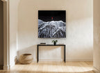 Red Dress Black Shore coastal canvas print on the wall of a hallway
