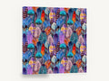 Rainbow Feather Mosaic, colourful feather pattern watercolour, animal canvas wall art print ready to hang